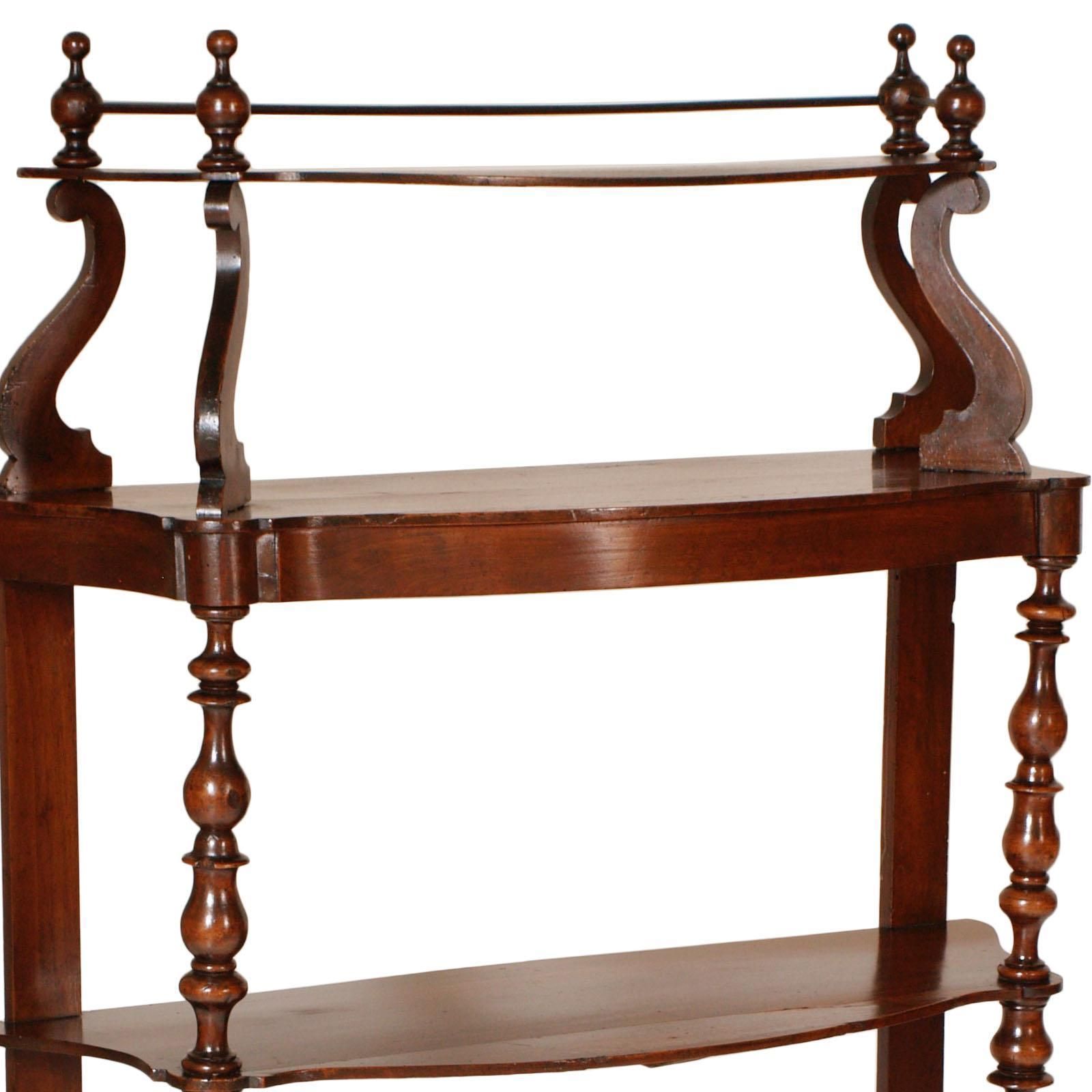 18th Century Venetian Baroque étagère, Massive Walnut Restored And Wax Polished photo furniture