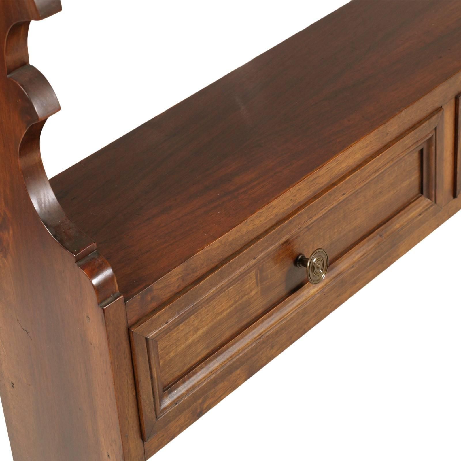 Mid Century Modern Italian Hanging Plate Rack Shelf In Walnut With Four Drawers photo Furniture