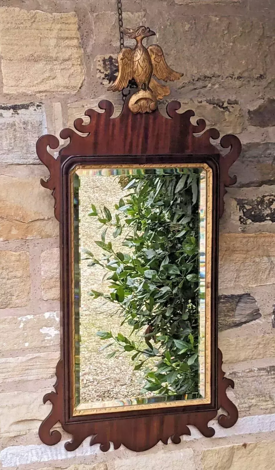 Antique Mahogany Pier Glass Mirror Regency Revival photo vintage