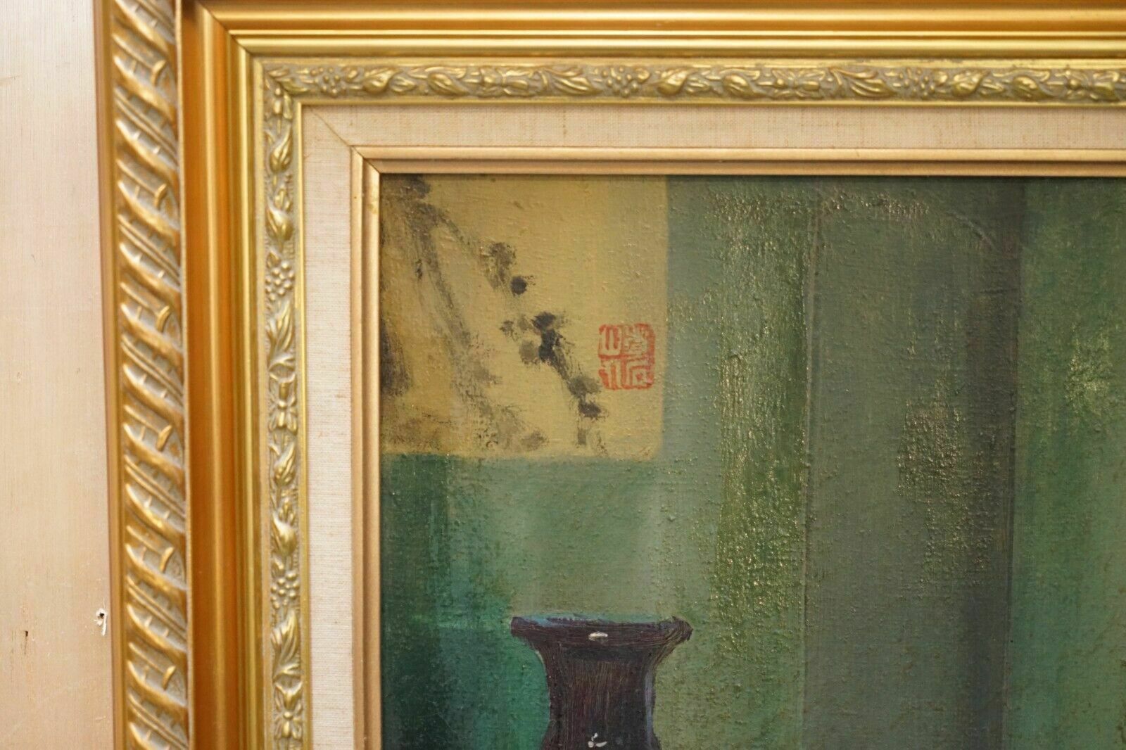 Zhang Yizhi Large 100 X 80cm Oil On Canvas Painted Portrait Of A Seated Lady photo vintage