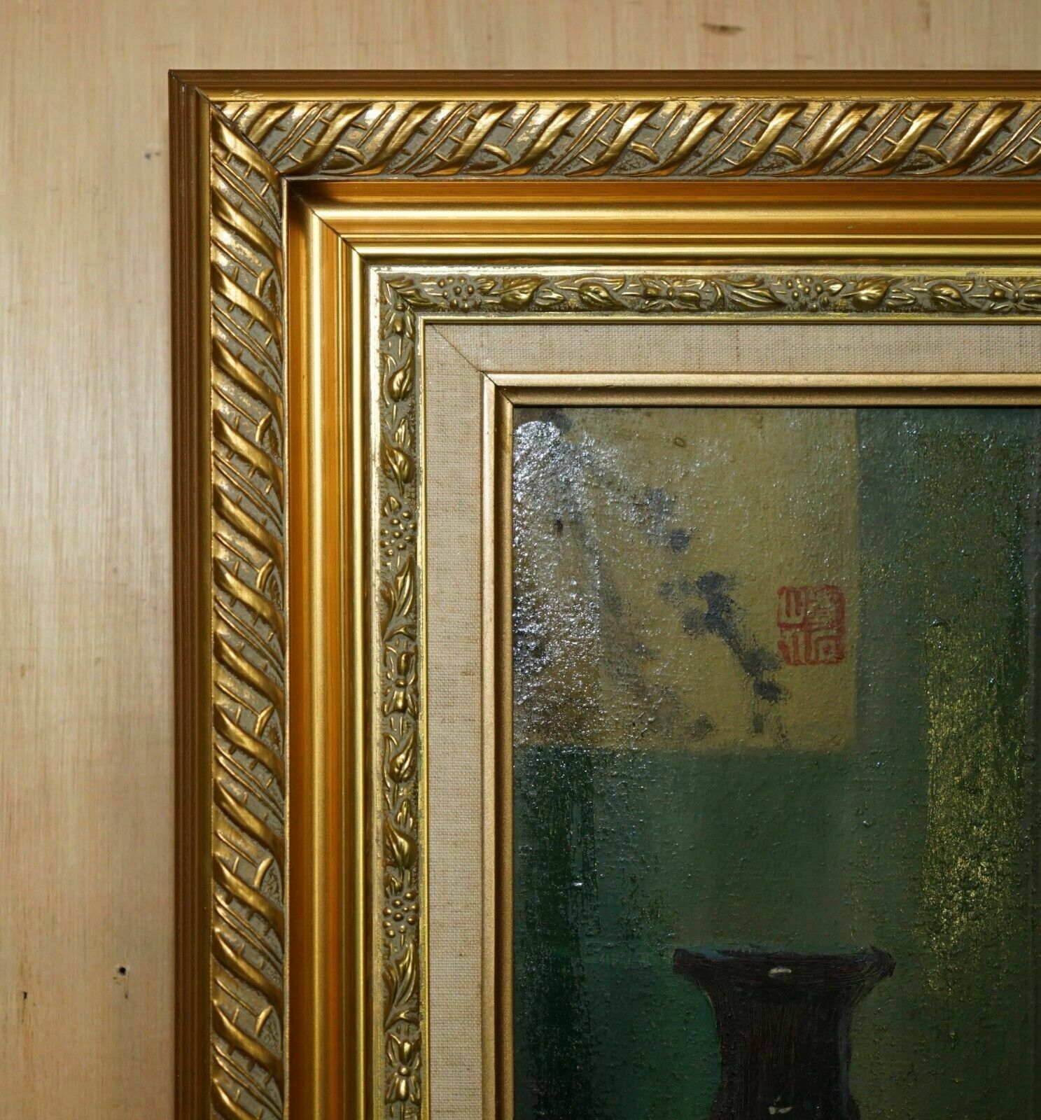 photo vintage Zhang Yizhi Large 100 X 80cm Oil On Canvas Painted Portrait Of A Seated Lady