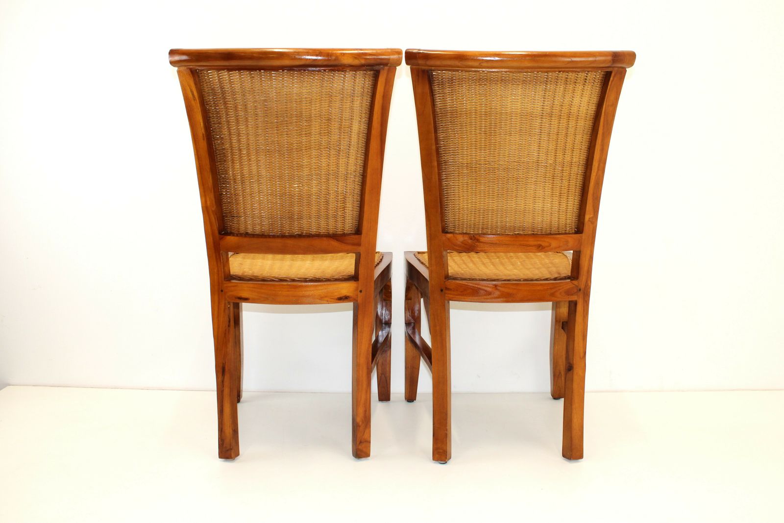 photo furniture 1 Of 2 Wood And Rattan Vintage Dining Chairs