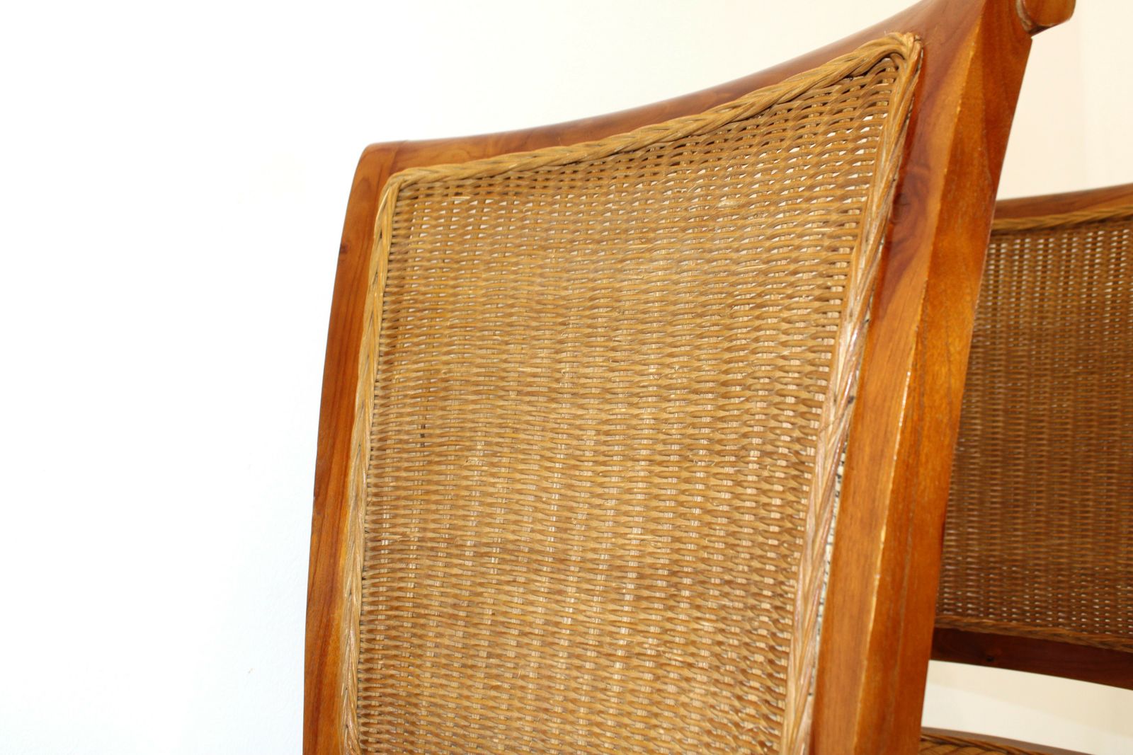 1 Of 2 Wood And Rattan Vintage Dining Chairs photo Furniture