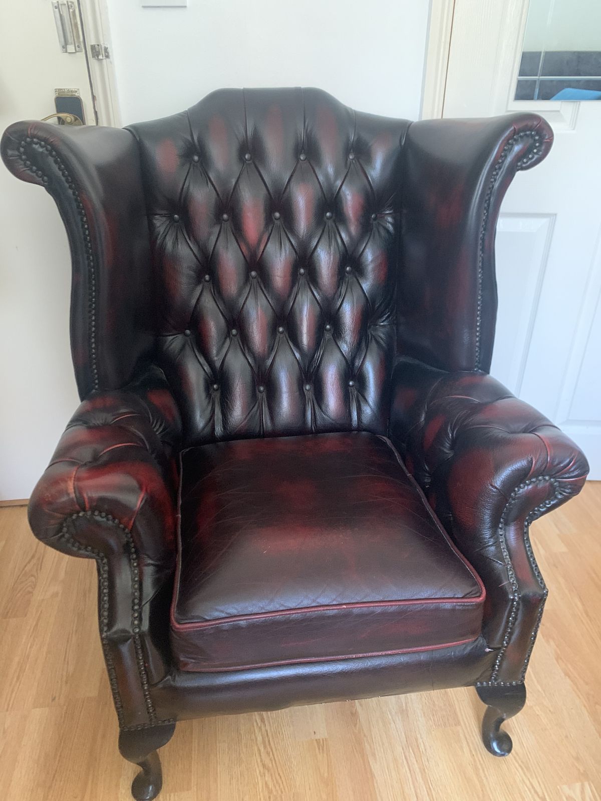 Vintage Chesterfield Real Leather Armchair   Oxblood Red photo furniture
