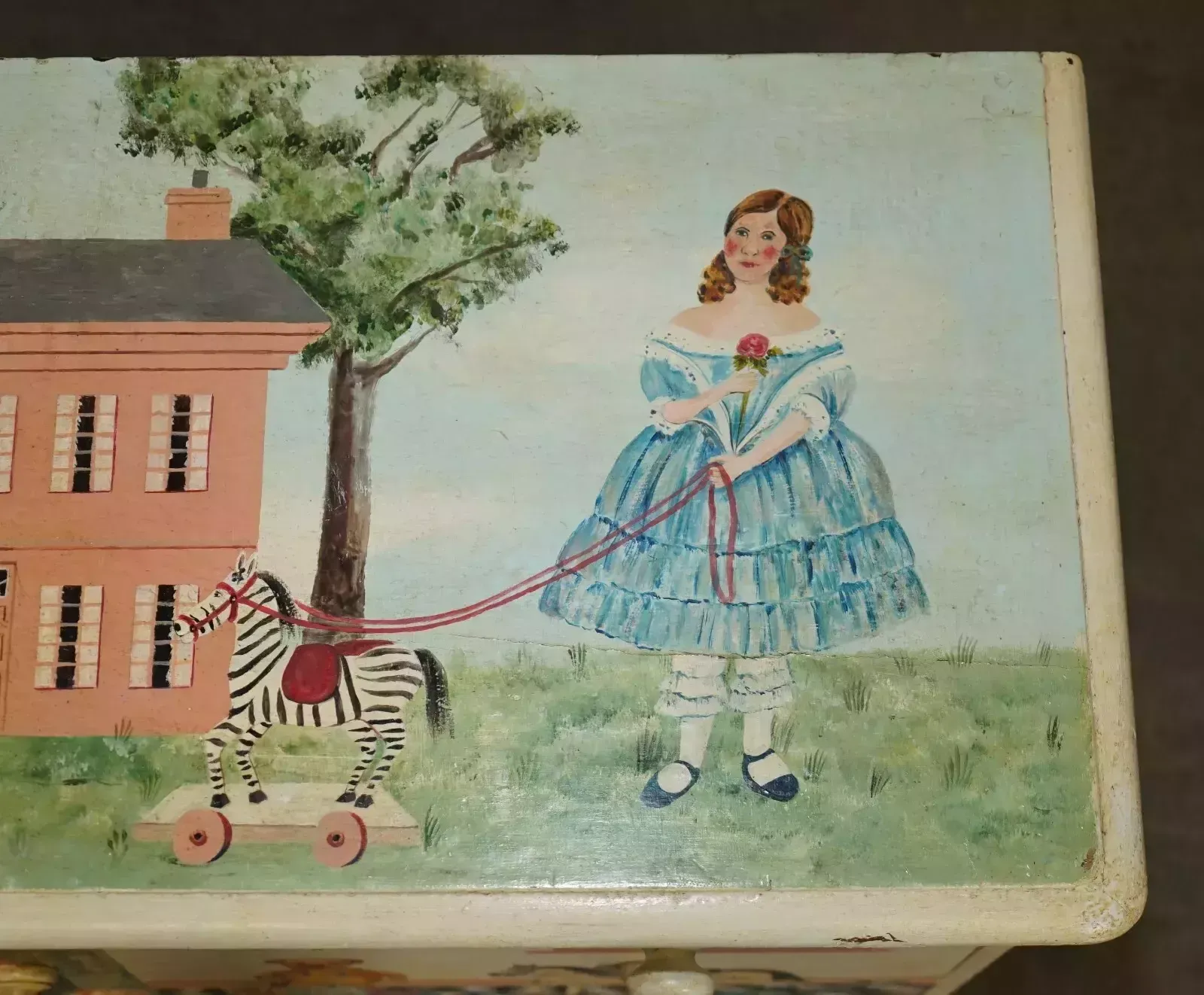 Exquisite Antique Victorian Pitch Pine Nursery Hand Painted Chest Of Drawers photo vinterior