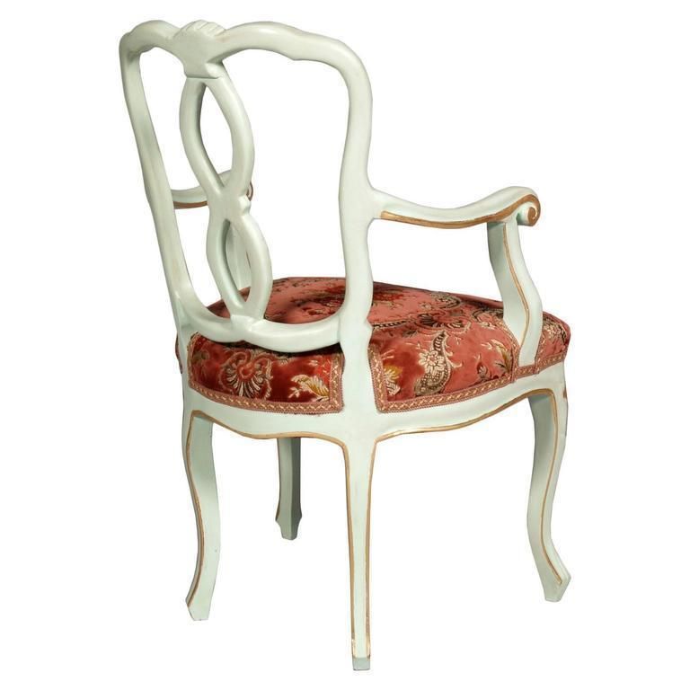 19th Century Antique Venetian Baroque Pair Of Armchairs Laquered And Gold Leaf photo Furniture