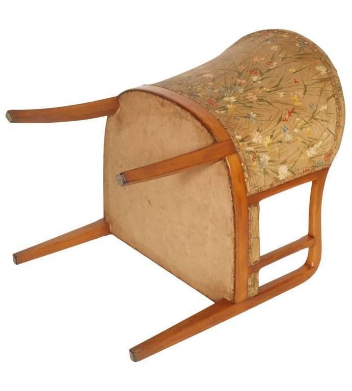 Early 20th Century Art Deco Walnut Armchair In Jules Leleu Manner photo for sale