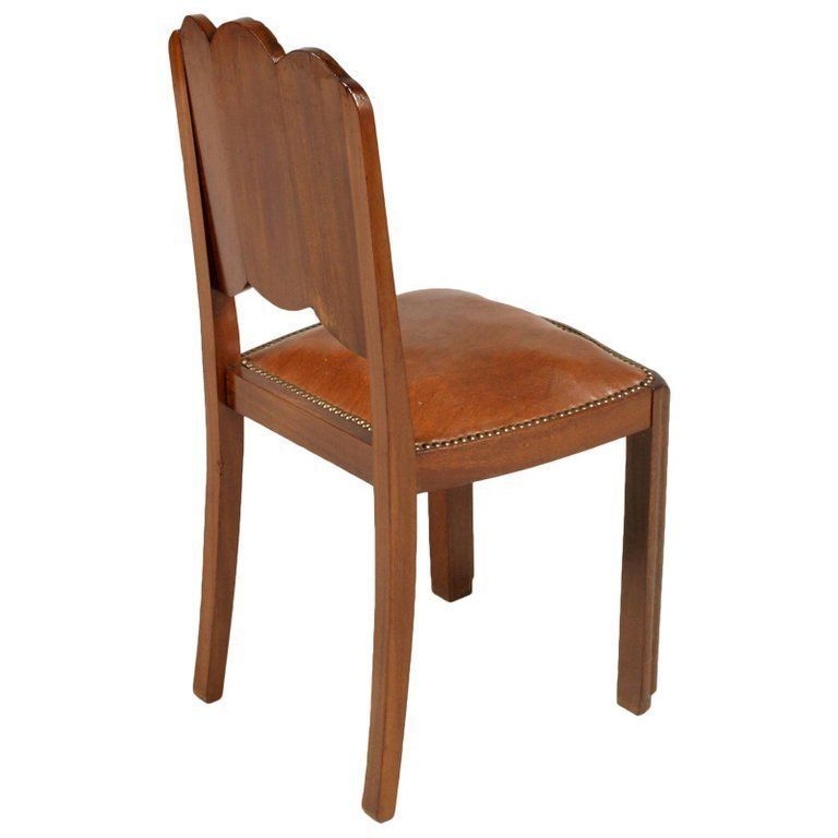 Early 20th Century French Art Nouveau Carved Mahogany Chair, Leatherette Seat photo Furniture
