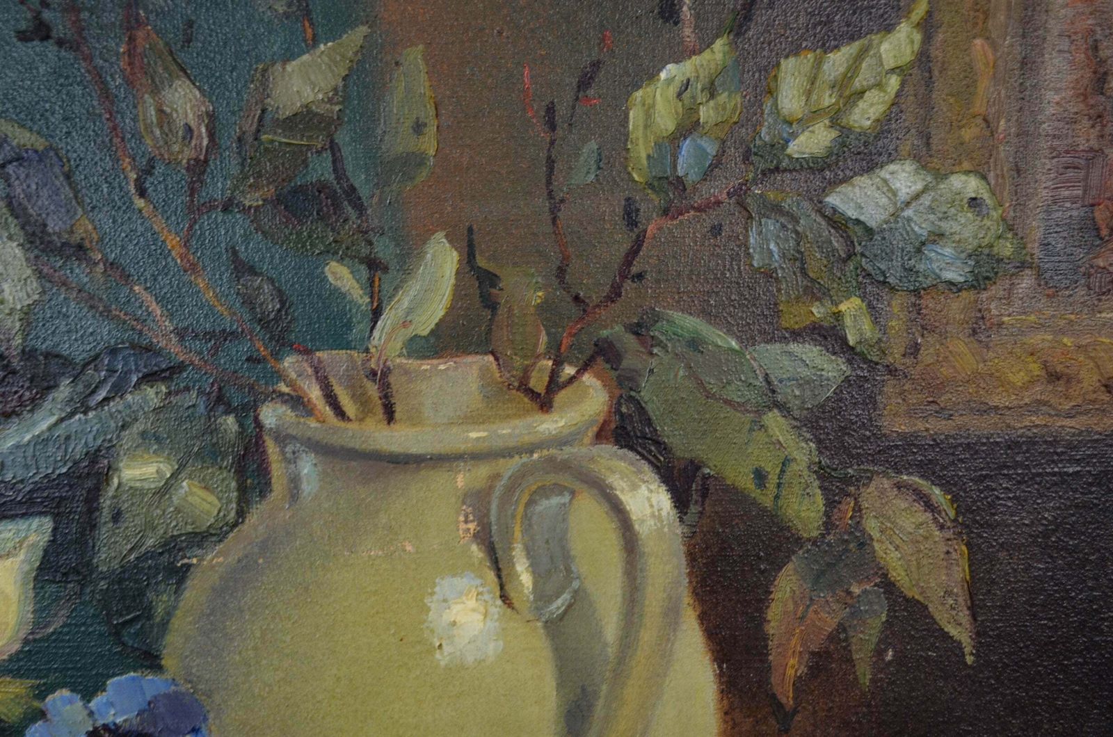 Vintage Still Life Oil On Canvas   Donald Greig 1916  09 photo vinterior