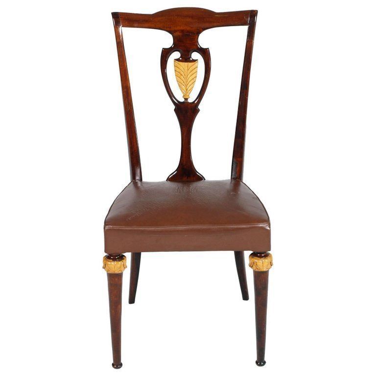 Set Luxury Art Deco Chairs Vittorio Dassi Lissone Attributed, Mahogany & Leather photo for sale