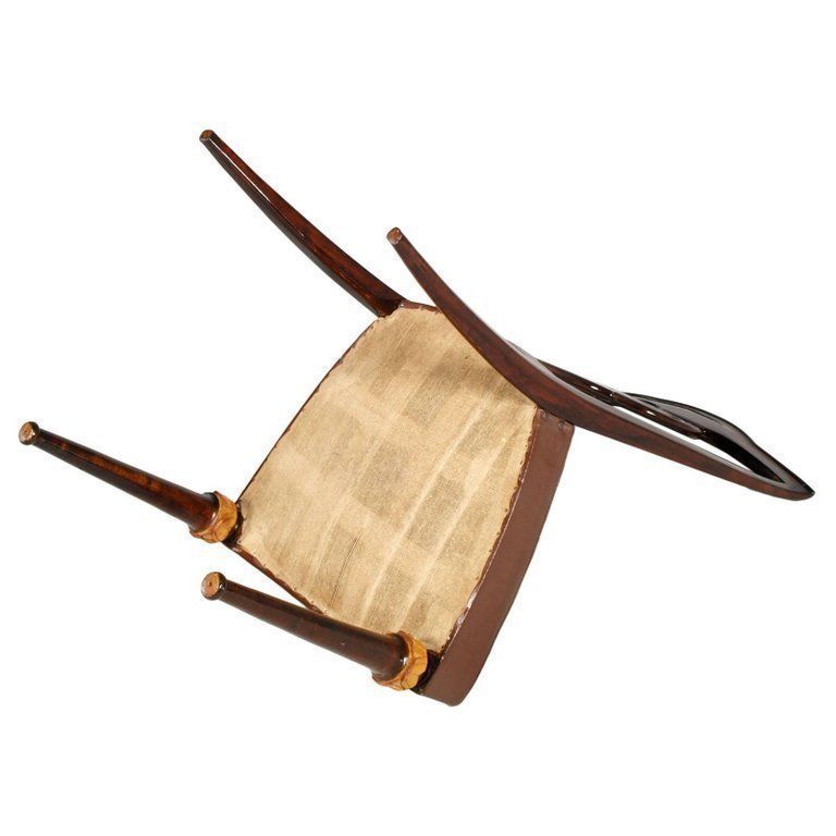 Set Luxury Art Deco Chairs Vittorio Dassi Lissone Attributed, Mahogany & Leather photo vintage