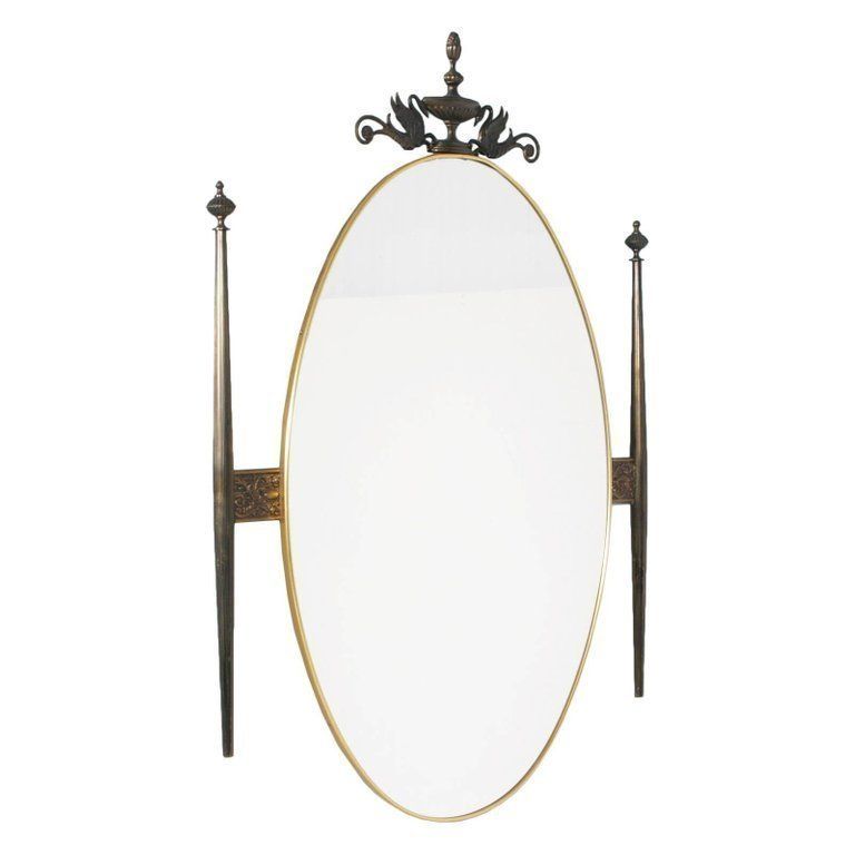 photo furniture Midcentury Art Nouveau Brass Entrance Console Mirror Chairs Gio Ponti Style