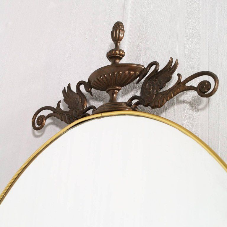 photo for sale Midcentury Art Nouveau Brass Entrance Console Mirror Chairs Gio Ponti Style