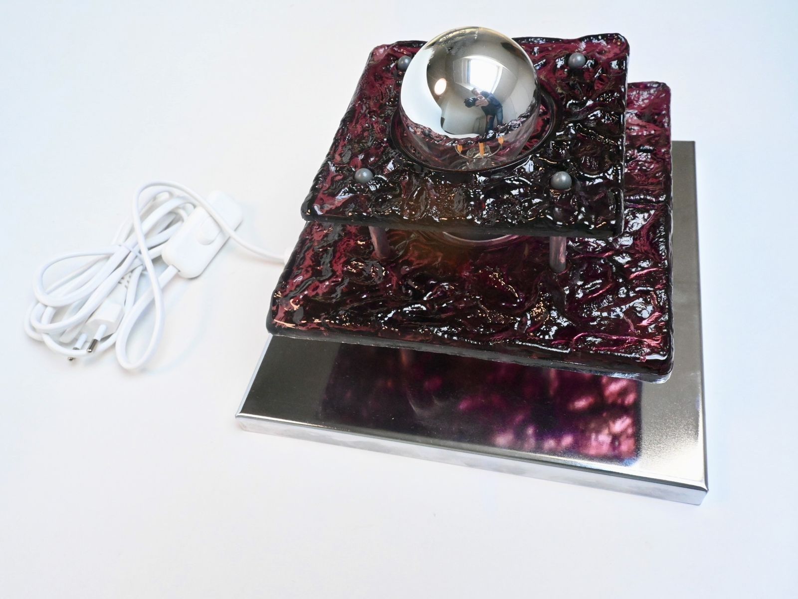 Vintage Multi Layered Purple Glass With Metal Wall Lamp By Doria Leuchten Germany, 1970s photo vinterior
