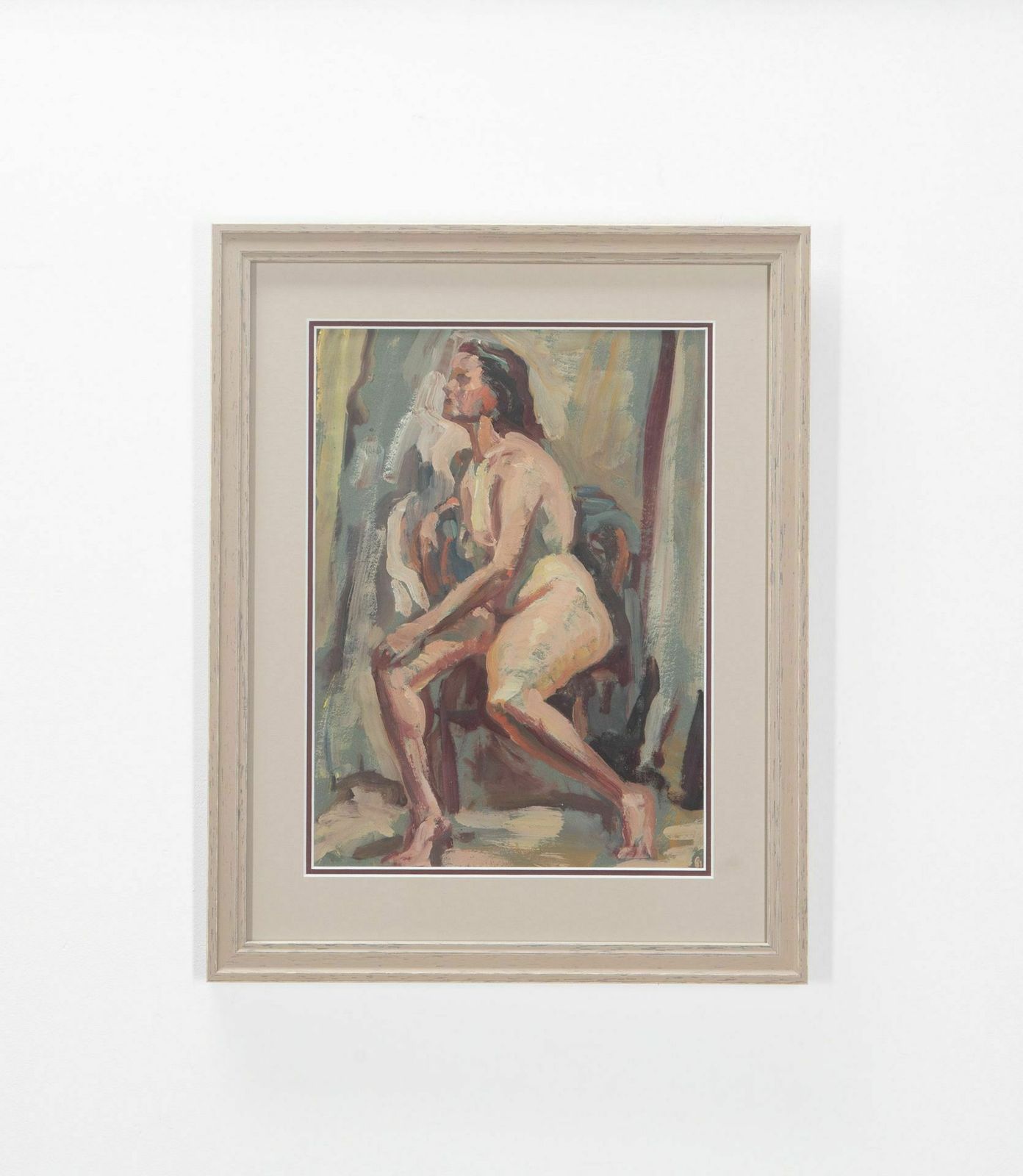 20th Century Oil On Paper   Nude Seated photo Art