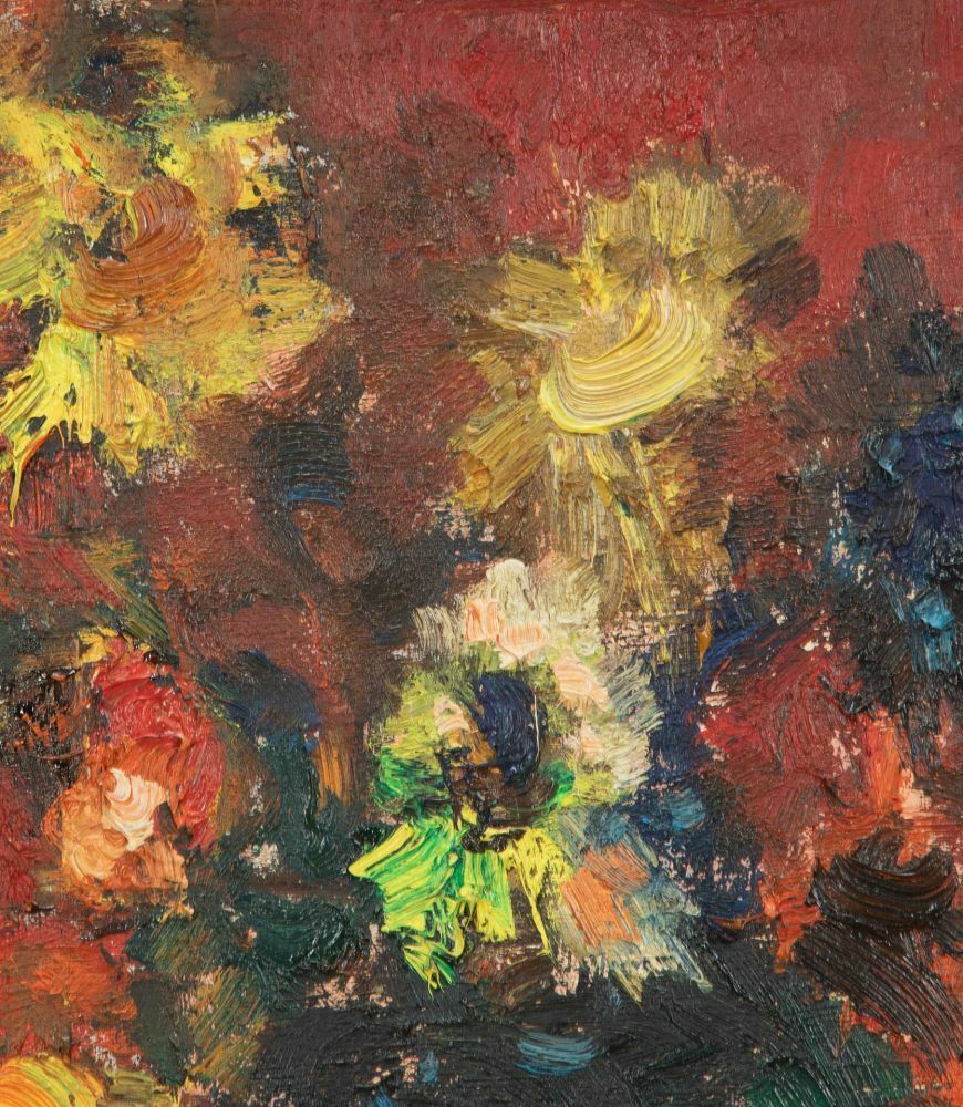 20th Century Oil On Board Of Vase & Flowers photo for sale