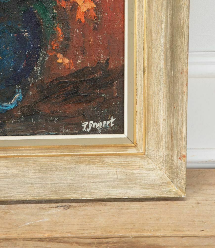 20th Century Oil On Board Of Vase & Flowers photo Art