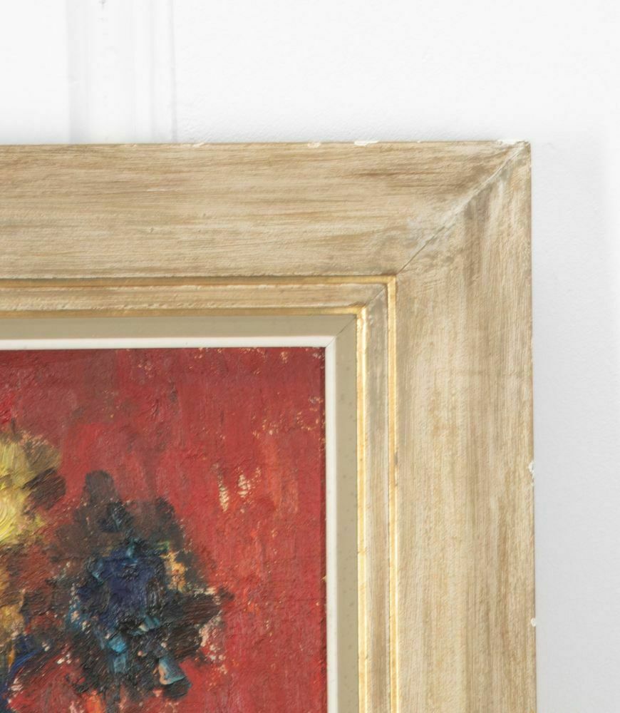20th Century Oil On Board Of Vase & Flowers photo 585.0