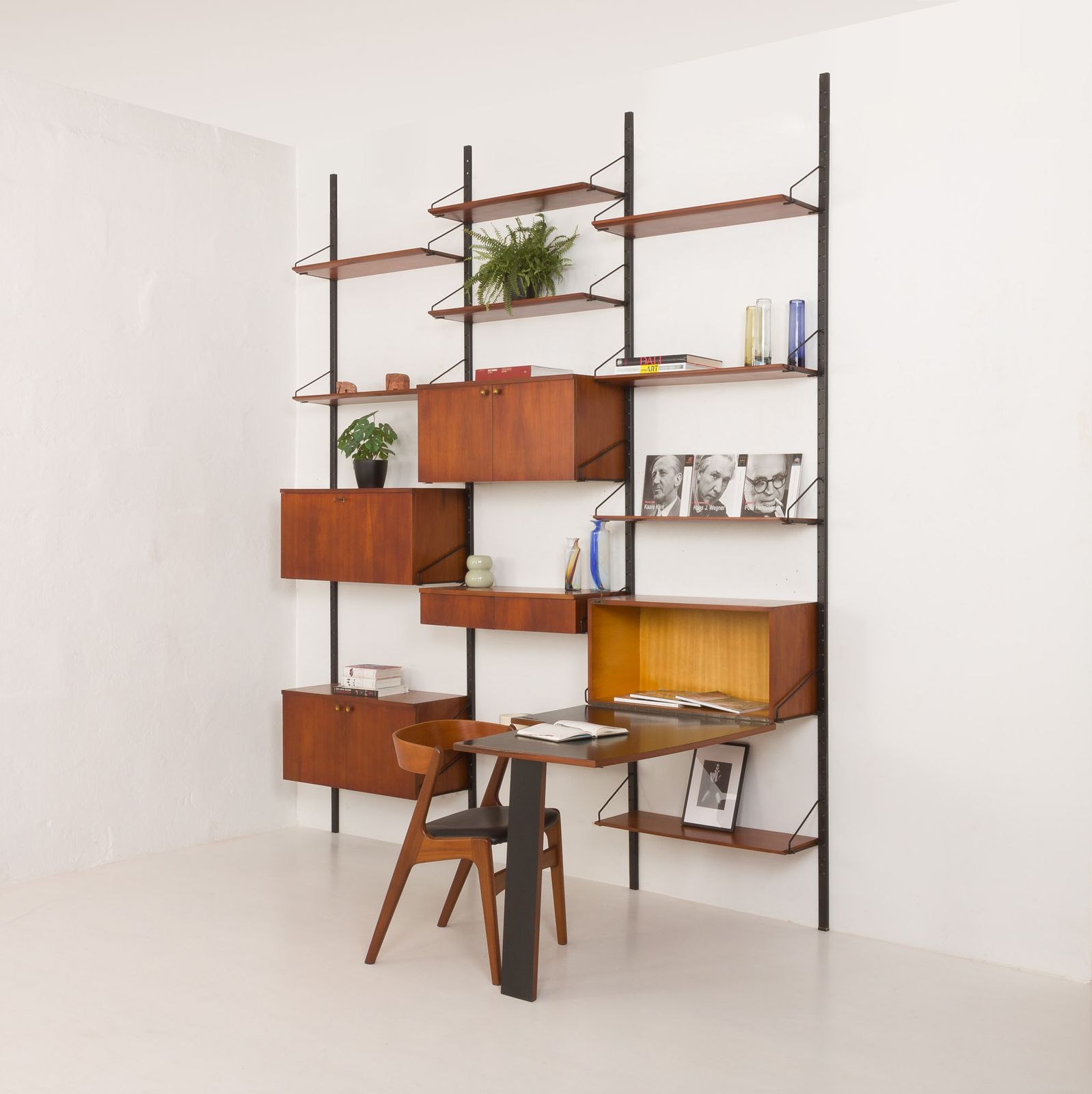 Italian Mid Century Modern Extra Large Wall Unit With Hidden Desk, 1960s photo furniture