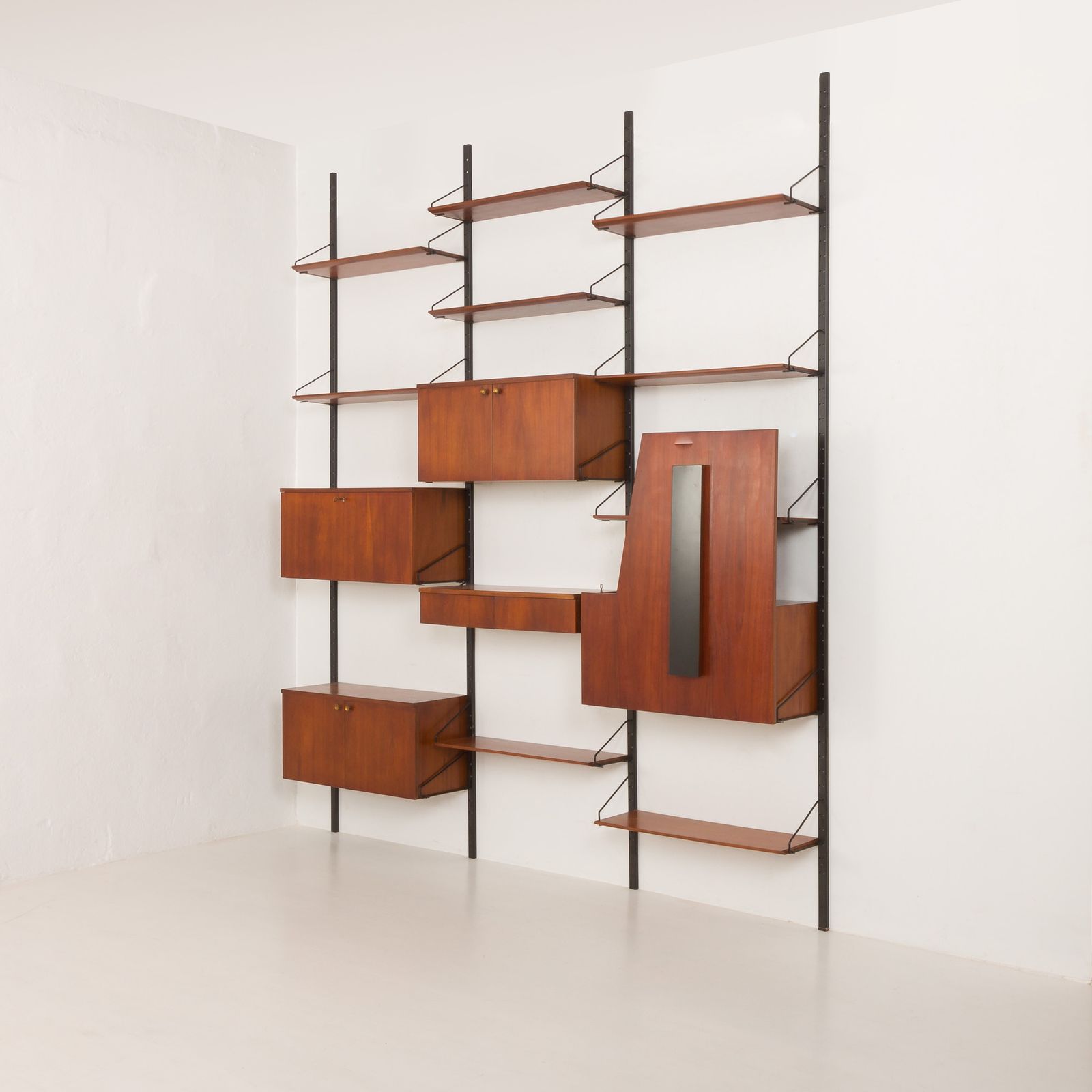 Italian Mid Century Modern Extra Large Wall Unit With Hidden Desk, 1960s photo for sale