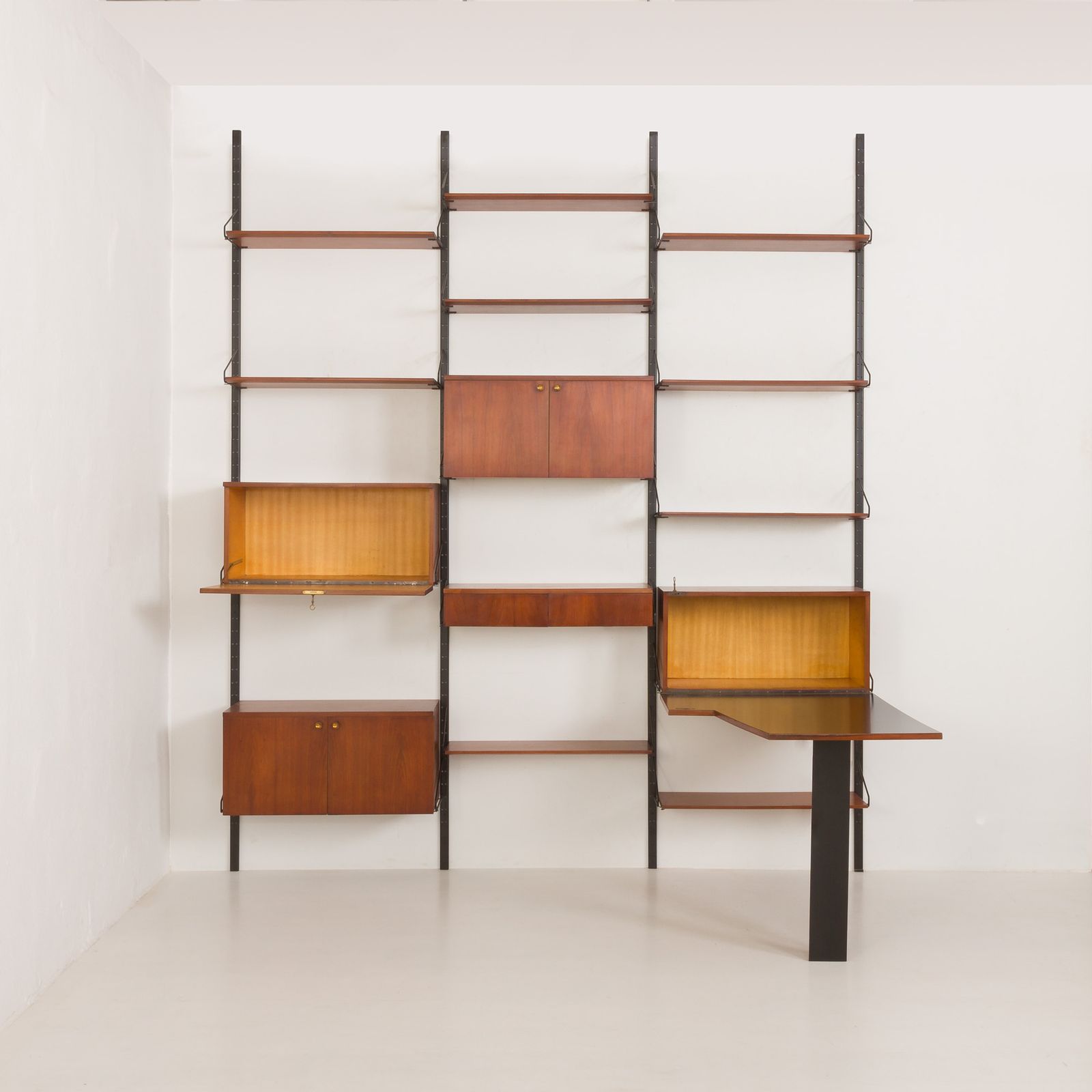 Italian Mid Century Modern Extra Large Wall Unit With Hidden Desk, 1960s photo vinterior