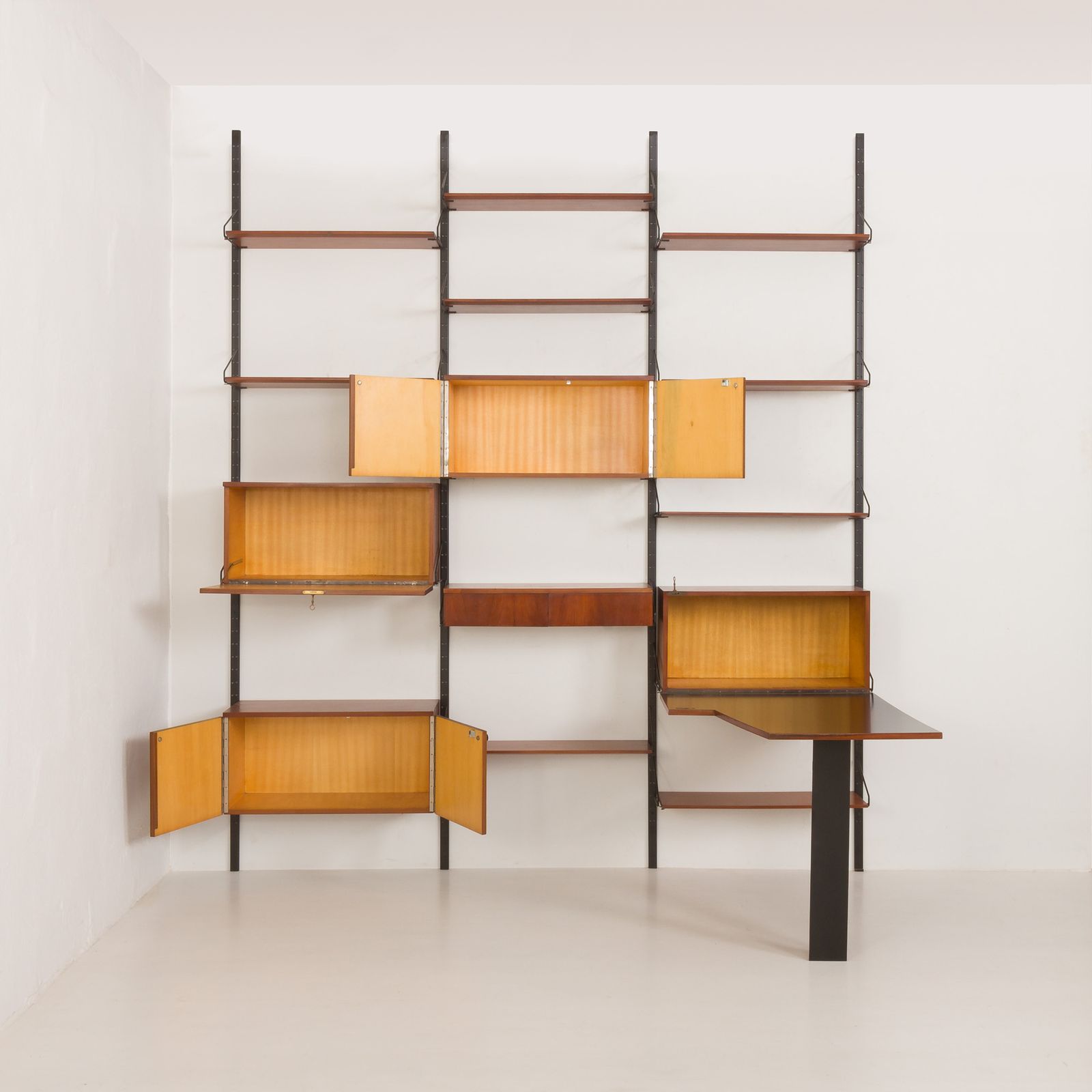 Italian Mid Century Modern Extra Large Wall Unit With Hidden Desk, 1960s photo buy