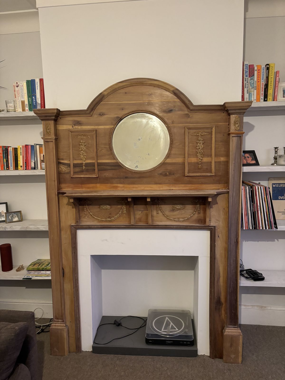 Edwardian Arts And Craft Style Wooden Fireplace Mantle Surround photo furniture