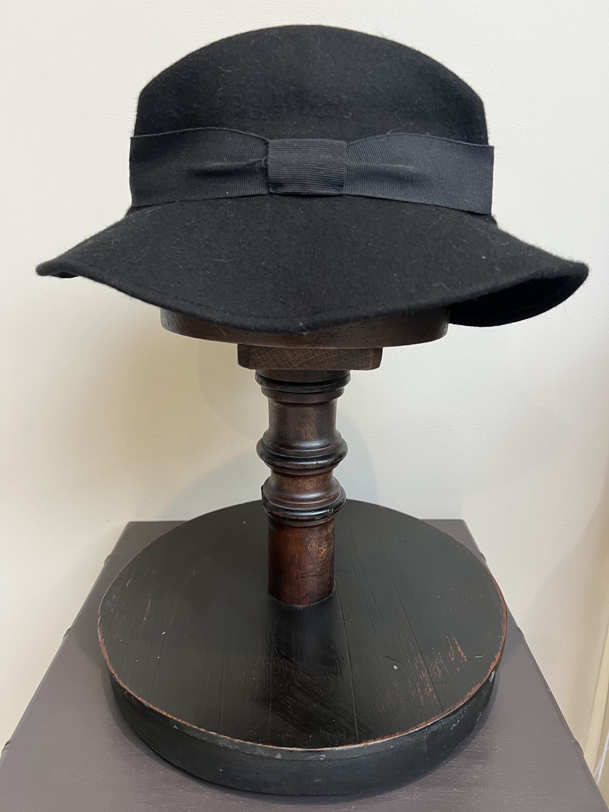 250.0 Antique Milliner's Wooden Hat Block Stand photo