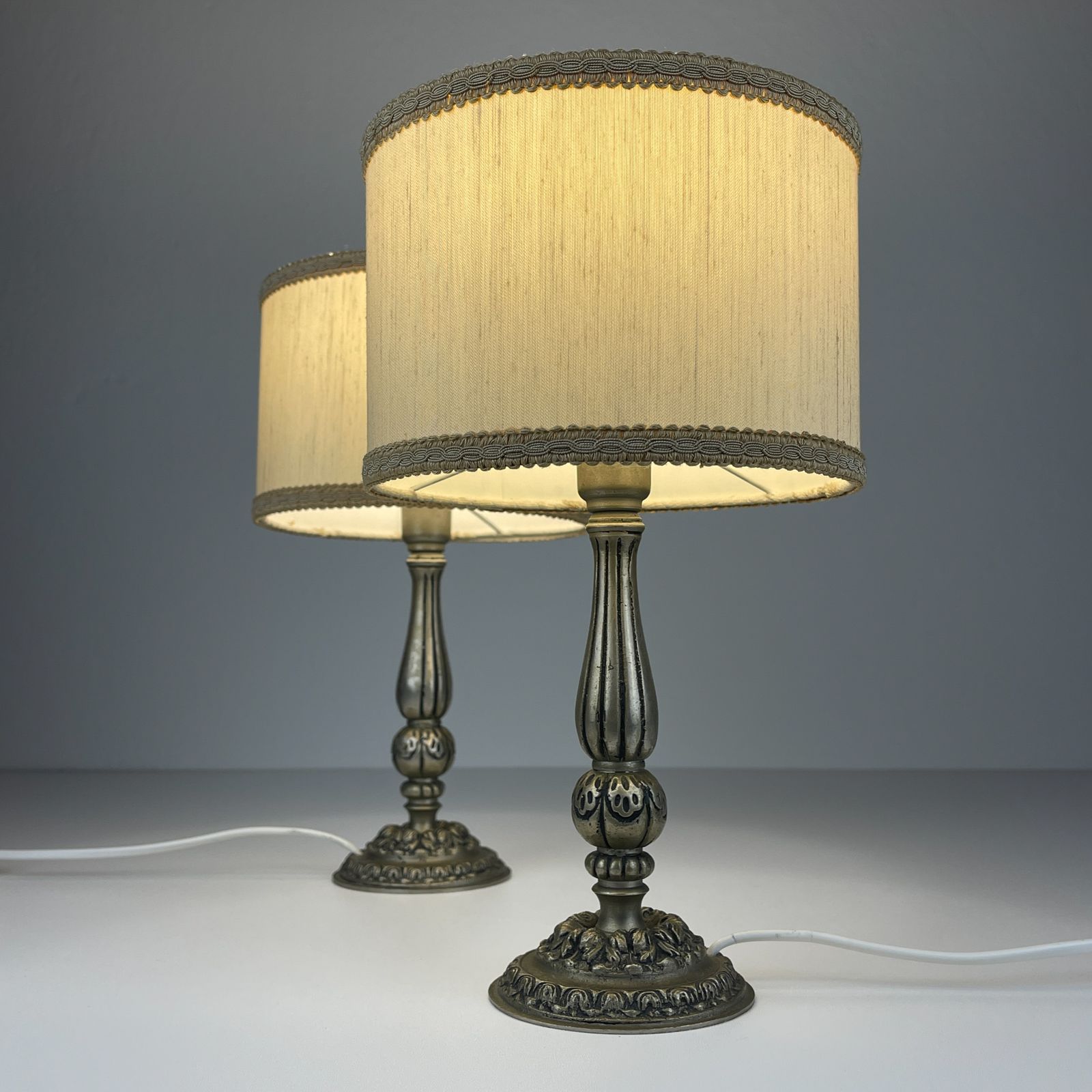 Vintage Metal Table Lamp, Italy 1960s, Set Of 2 photo buy