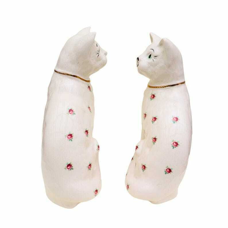 Vintage Rare Arthur Wood Staffordshire Cats Pair With Floral Pattern 11.2'' Tall Pair Made In England photo buy
