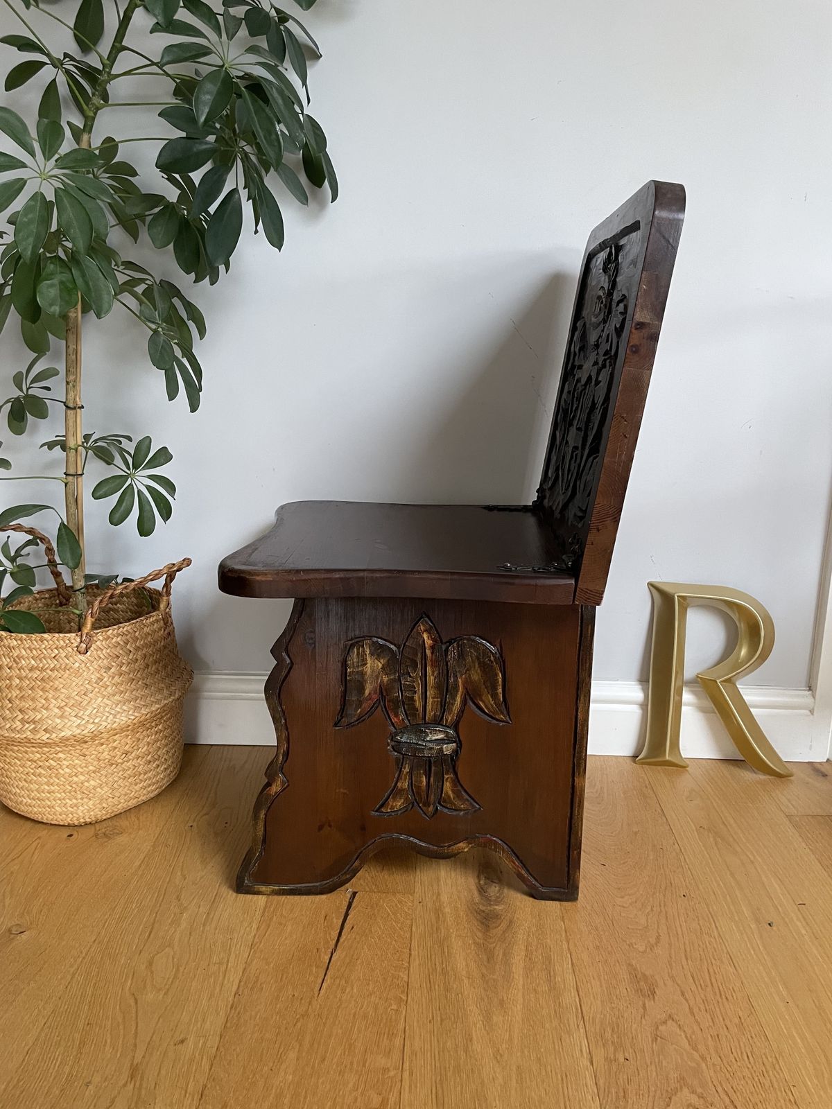 Antique Metamorphic Table/ Chair Carved Oak photo vintage