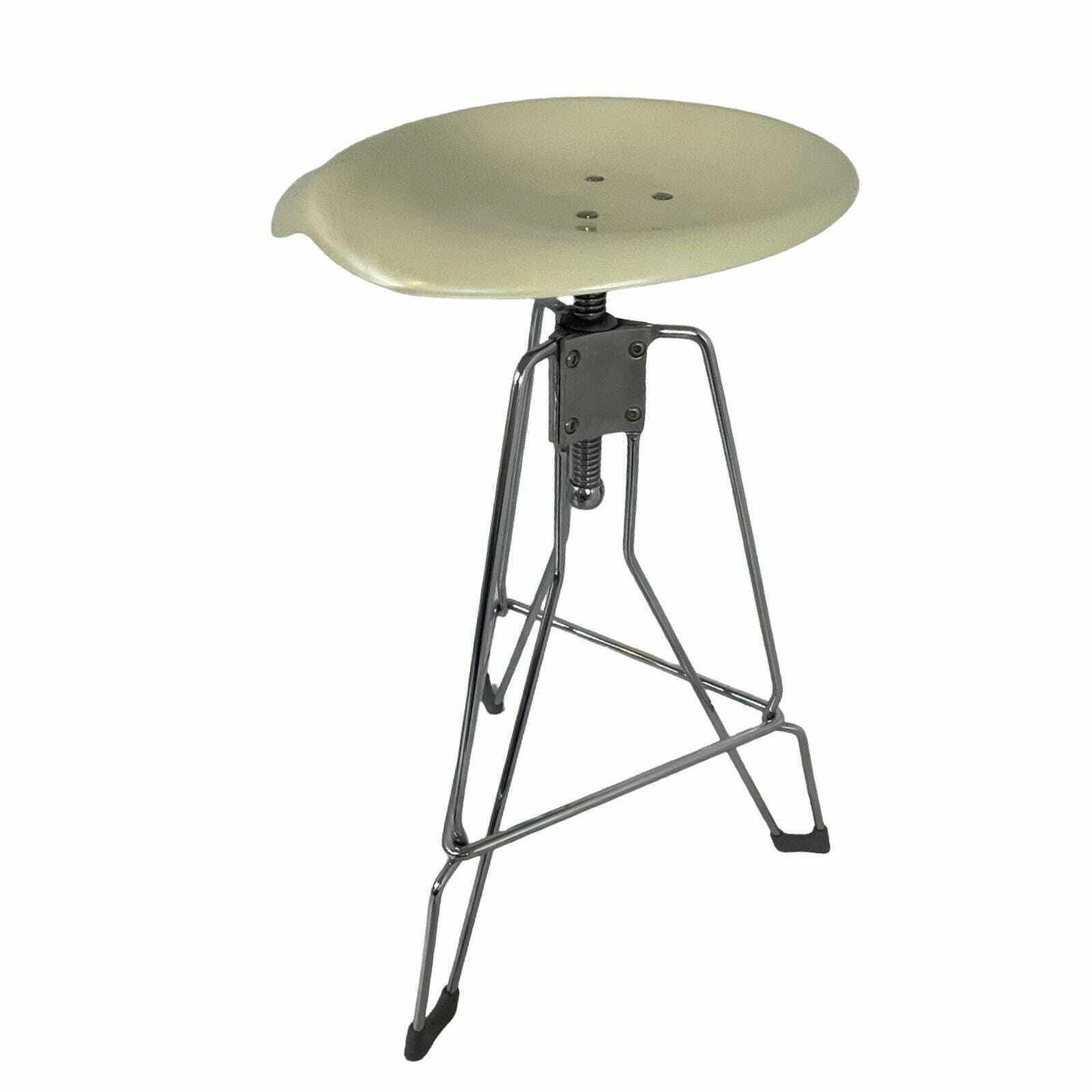 Yasu Sasamoto  Dulton   Industrial Vintage Bar Stool With Tractor Seating, Model Clipper II   Off White Seat photo furniture