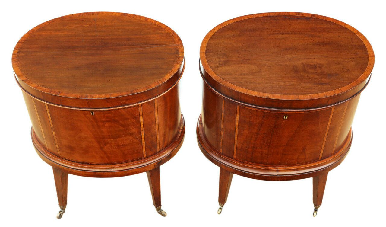 Antique Georgian Revival Pair Of Inlaid Mahogany Cellarettes   Cupboards Cabinets photo furniture
