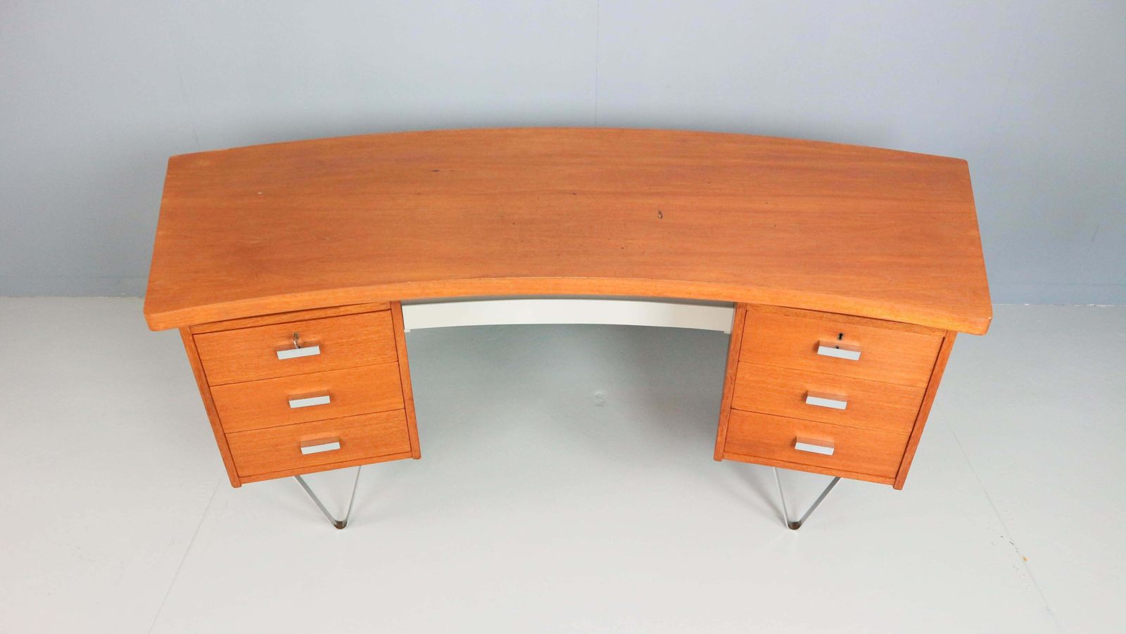 Cees Braakman Boomerang Desk With Triangle Legs For Pastoe, Dutch Design, 1950s photo for sale