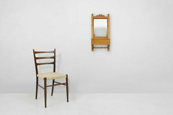 French Wooden Shaving Cabinet With Mirror, 1890s photo furniture