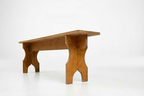 Art Deco Bench In Wood, France, 1940s photo for sale