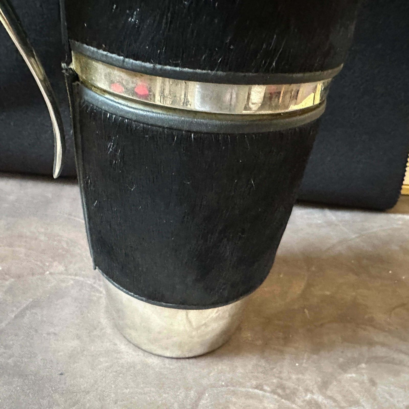 1980s Modernist Black Cavallino And Silver Plated Italian Thermos Carafe photo for sale