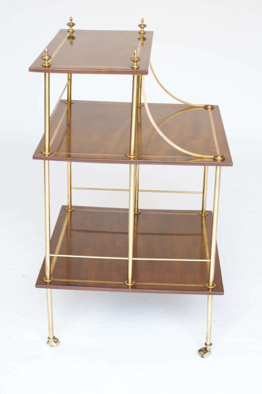 Edwardian Brass & Mahogany Inlaid 3 Tier Etagere photo buy