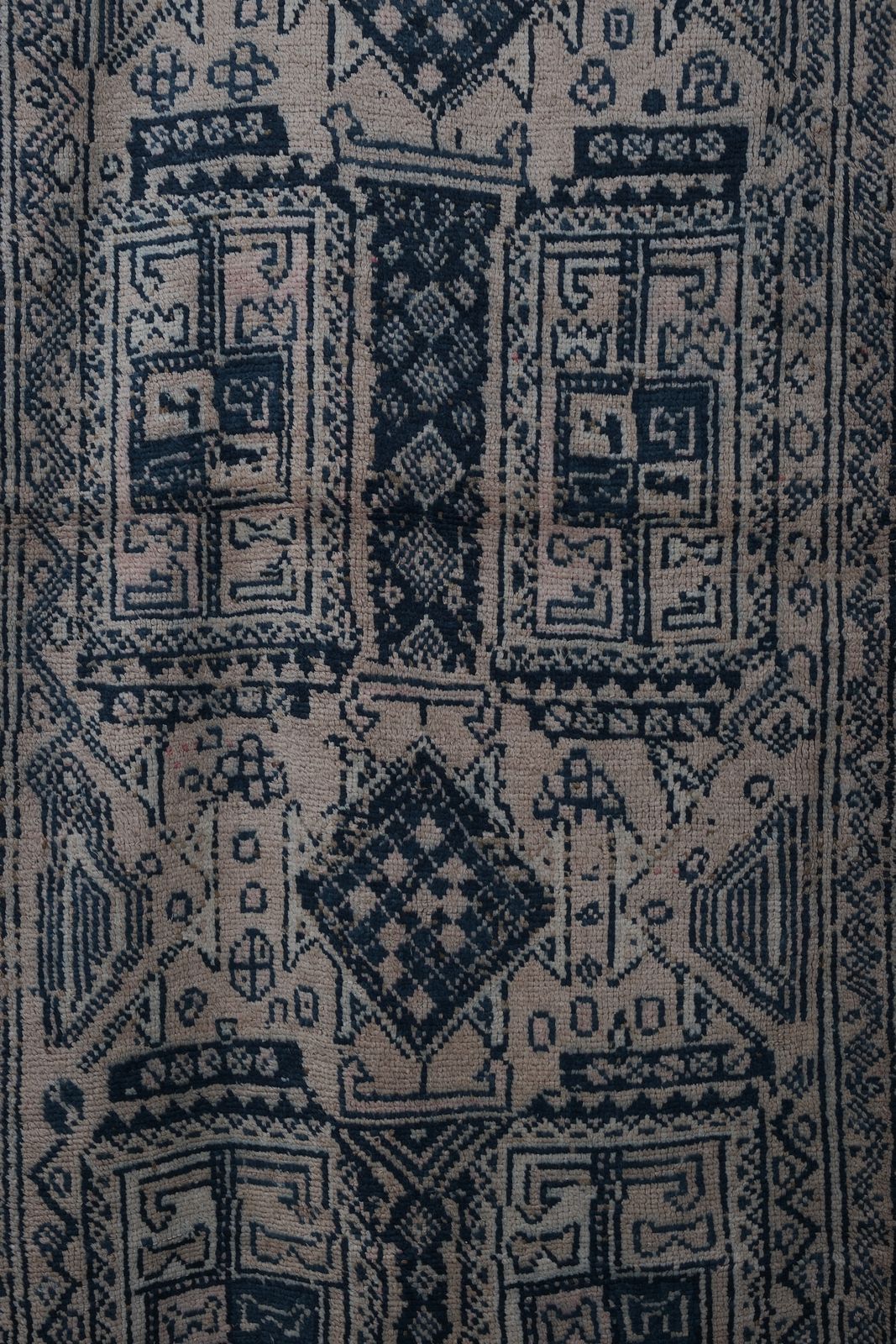 1960s Vintage Faded Herki Runner Rug 3'6'' X 10'4'' photo buy