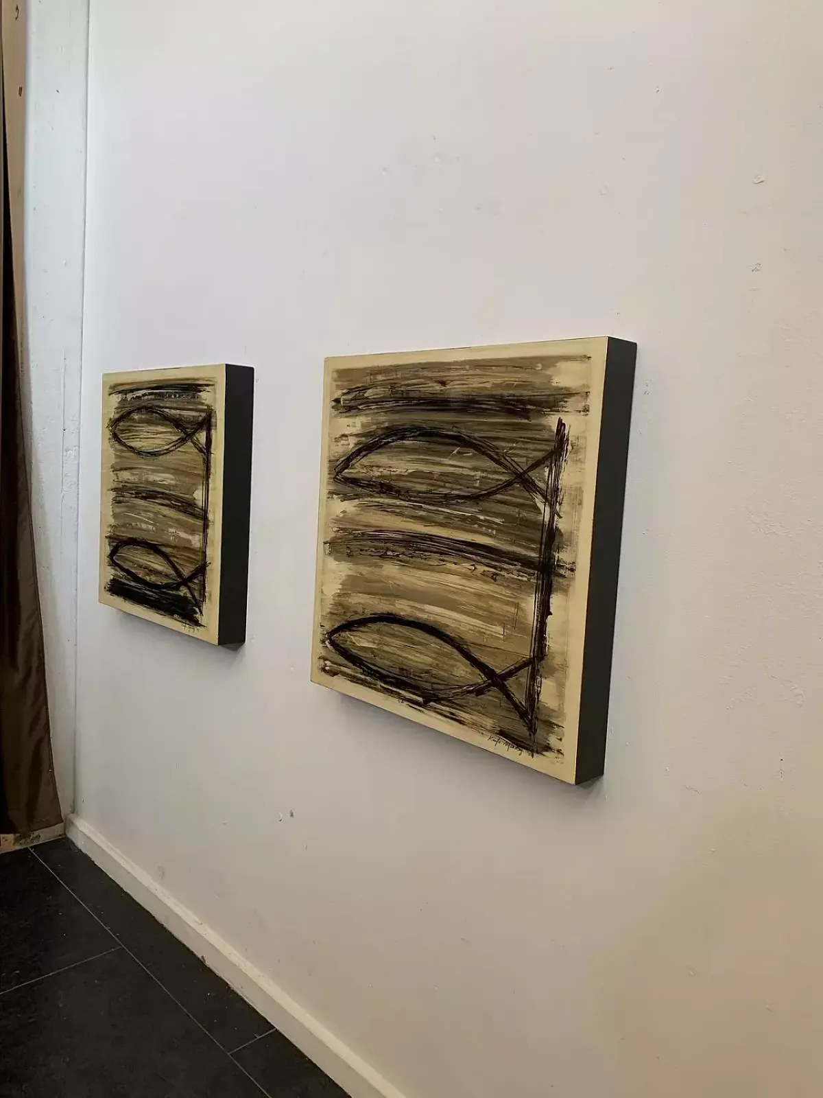 Pair Of Lacquered And Painted Box Wood Panels, 2009 photo vintage