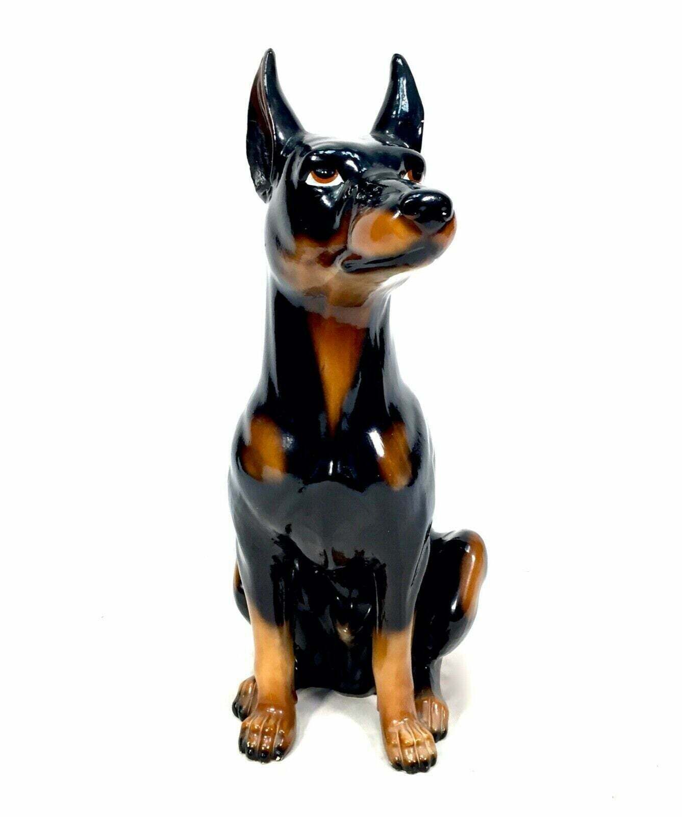 Vintage Mid Century Tabletop Ceramic Doberman Dog Statue / Sculpture / Antique photo 99.0