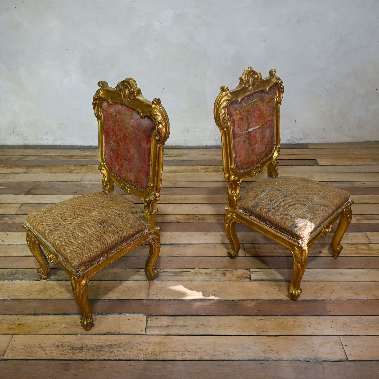 A Pair Of 18th Century North Italian Giltwood Side Chairs photo Furniture