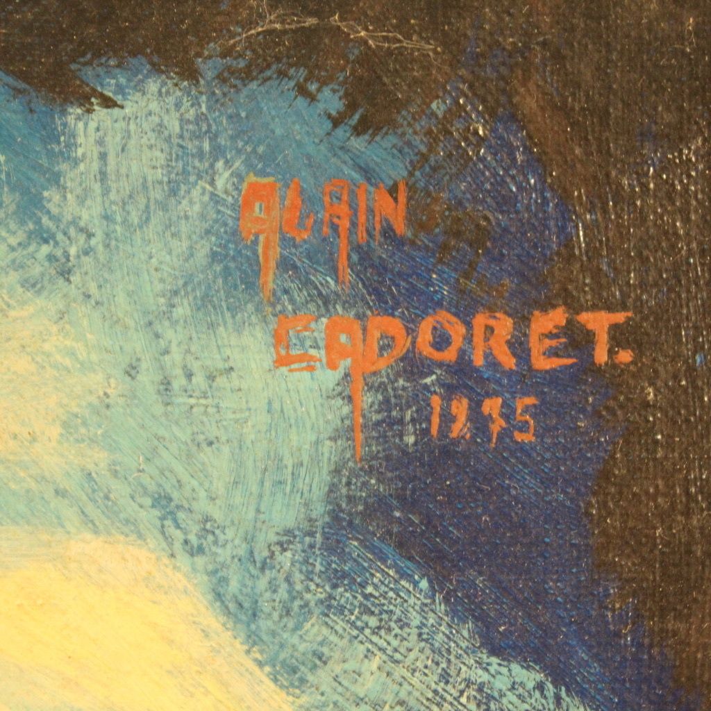 Surrealist Painting Signed Alain Cadoret And Dated 1975 photo Art