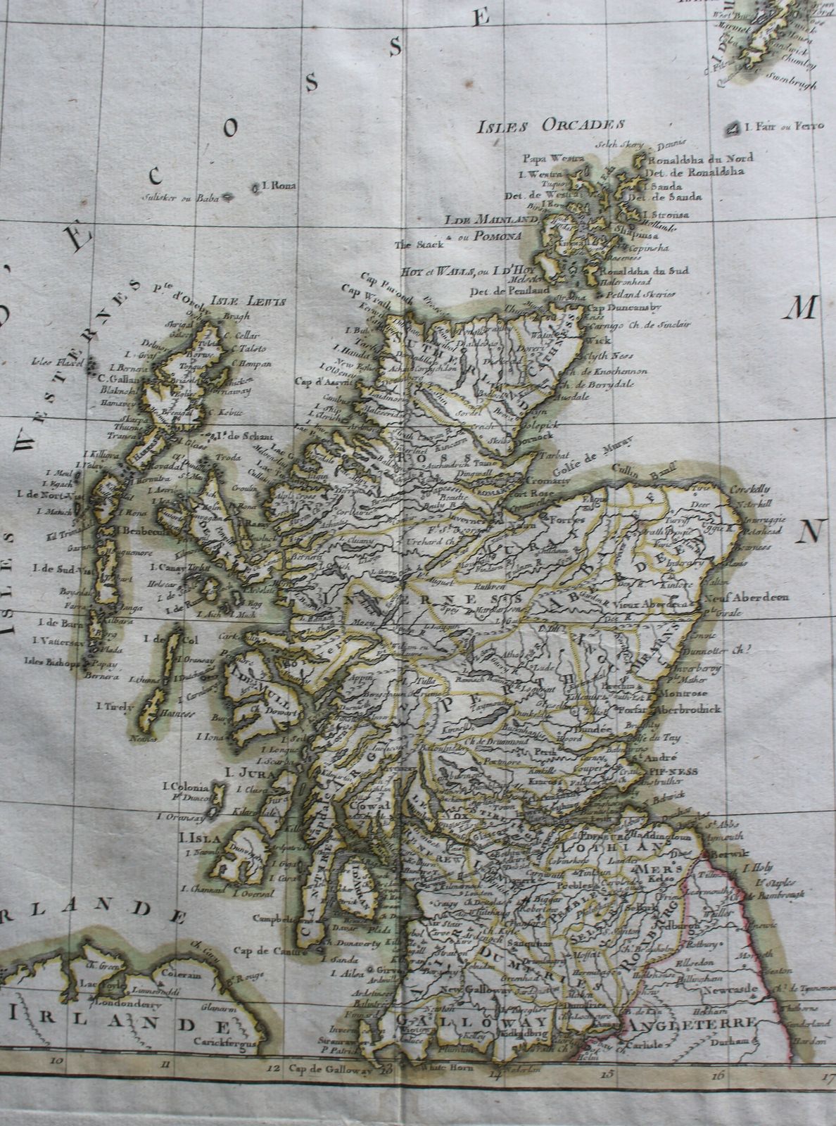 Scotland ~ Carte Du Royaume D'ecosse By Rigobert Bonne 1787 photo for sale