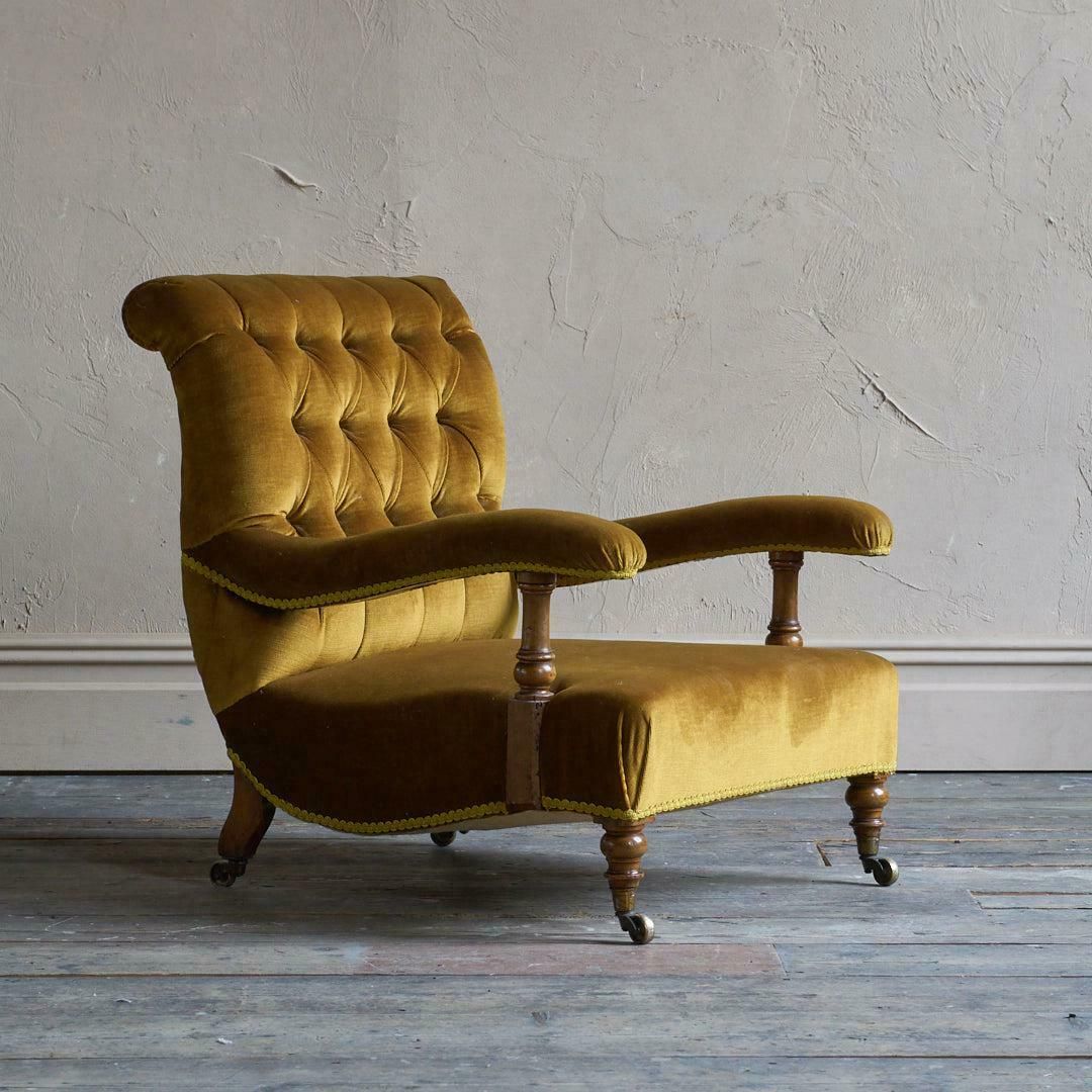 Antique Howard And Sons Open Armchair   Gold Velvet photo furniture