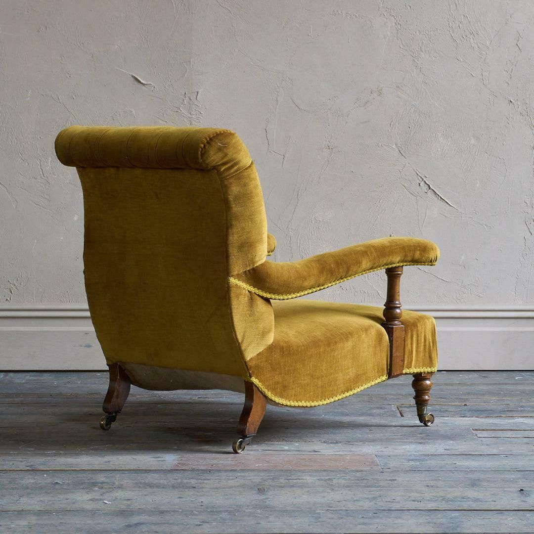 Antique Howard And Sons Open Armchair   Gold Velvet photo Furniture