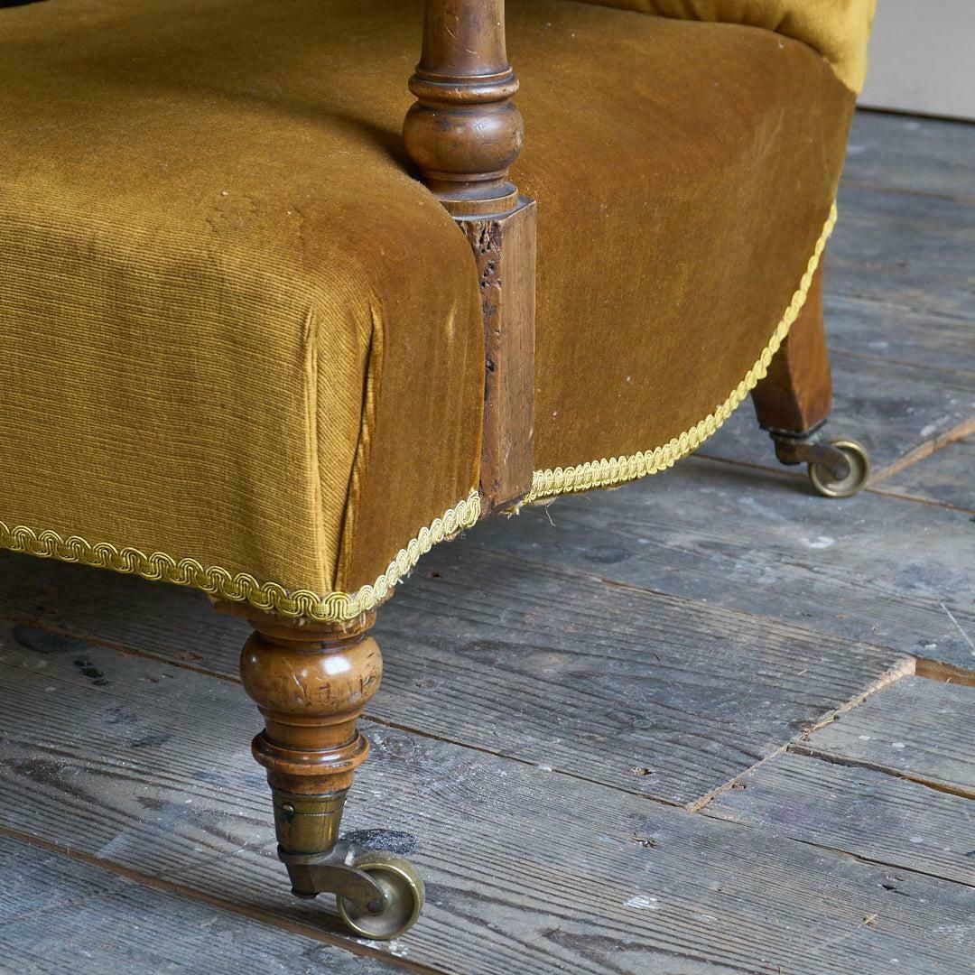 photo furniture Antique Howard And Sons Open Armchair   Gold Velvet