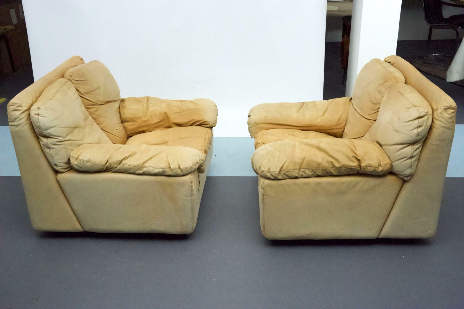 Vintage Pair Of Leather Armchairs By Ammannati And Vitelli For Brunati, Italy 1970s. photo for sale