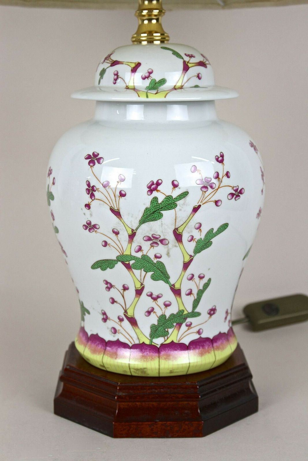 Pair Of 20th Century Ceramic Table Lamps With Lampshades, Italy Ca. 1970s photo for sale
