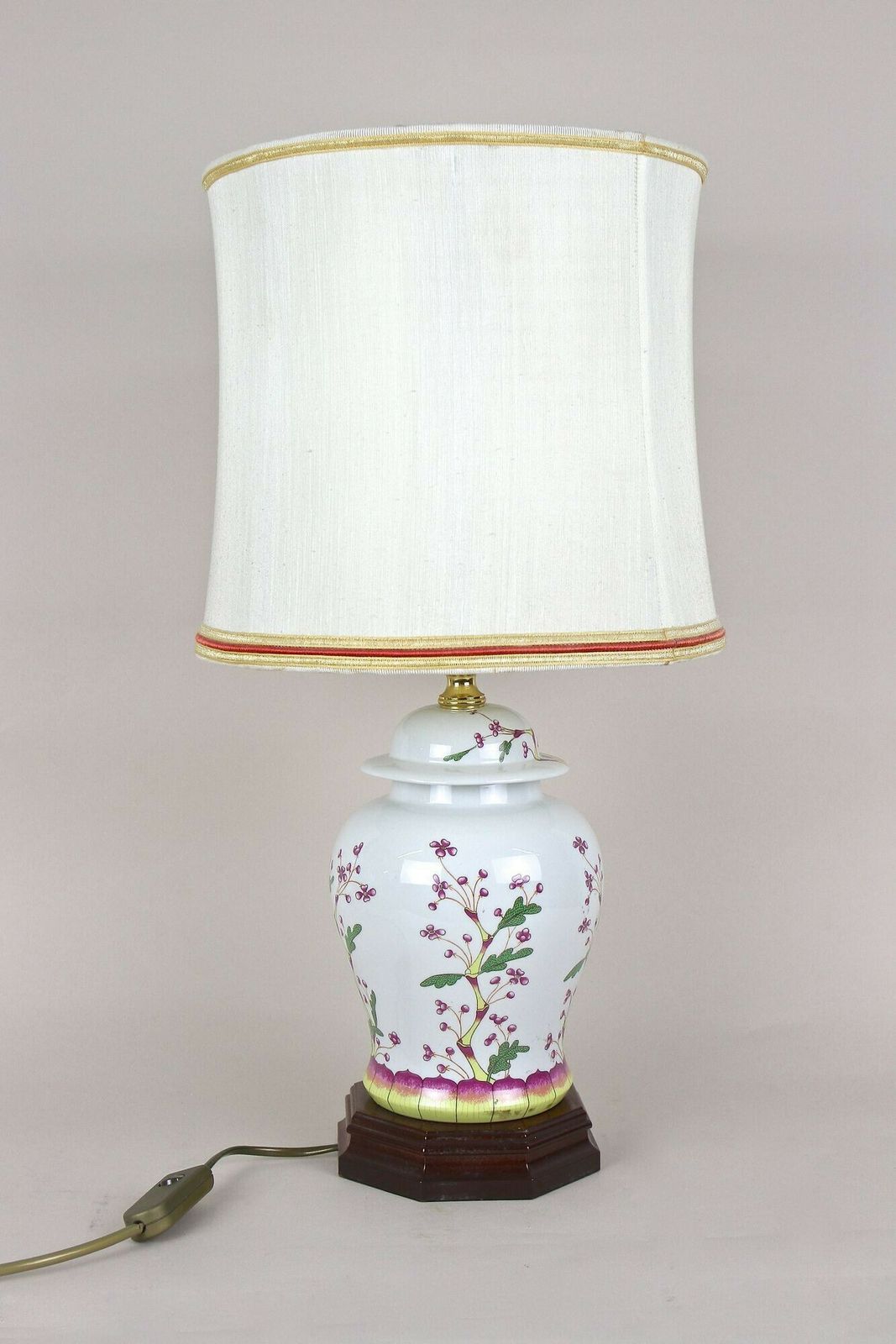 Pair Of 20th Century Ceramic Table Lamps With Lampshades, Italy Ca. 1970s photo vintage